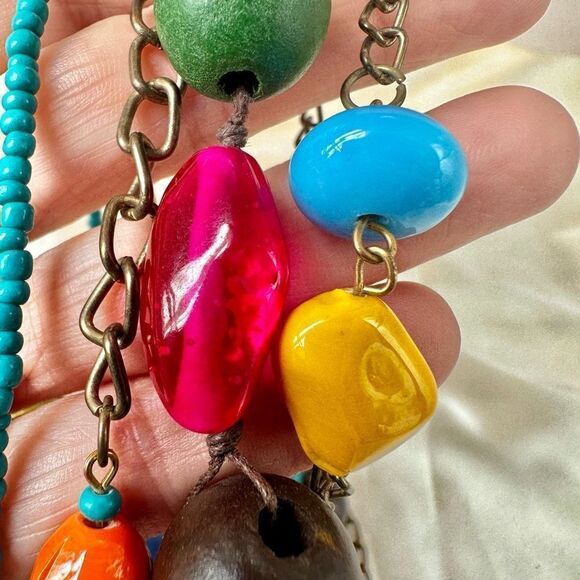 Colorful beaded multi strand long necklace - Picture 10 of 14